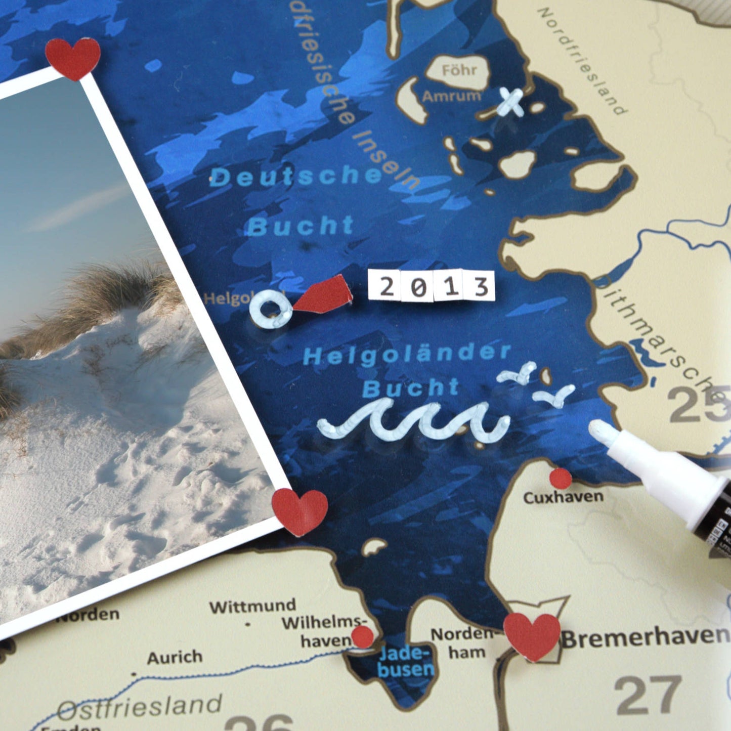 Magnetisches Glasbild - Deutschlandkarte Blue Ocean